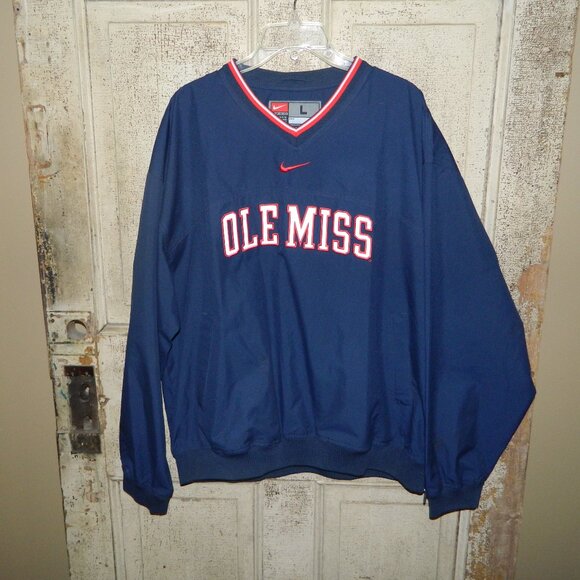 Vintage Nike Ole Miss Rebels NCAA Windbreaker Pullover Side Zip L(GG-14)